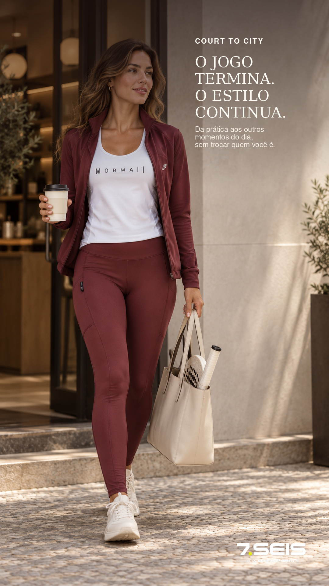 Modelo com conjunto Mormaii da 7.seis saindo para a cidade