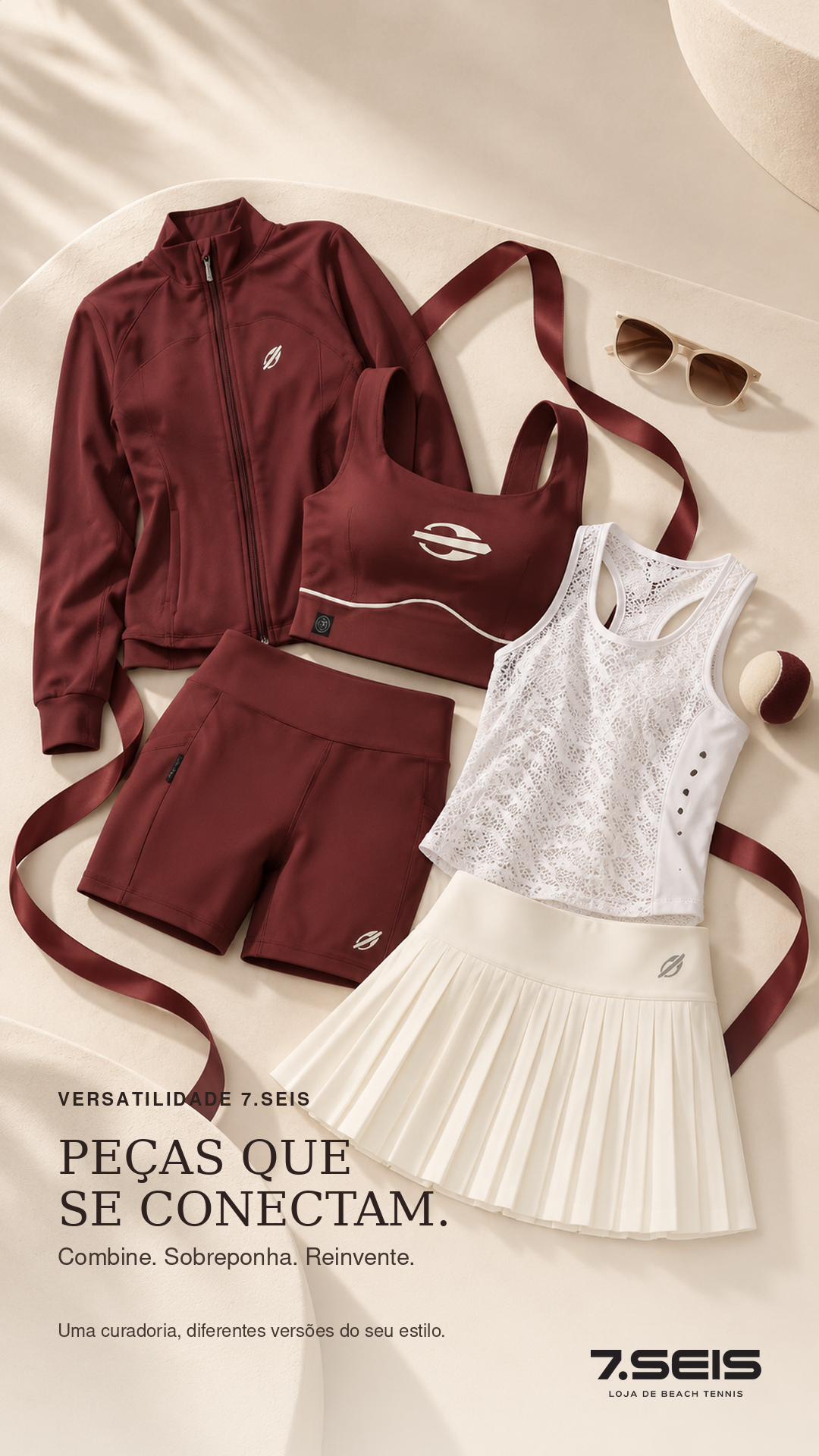 Looks esportivos em vinho e branco da 7.seis